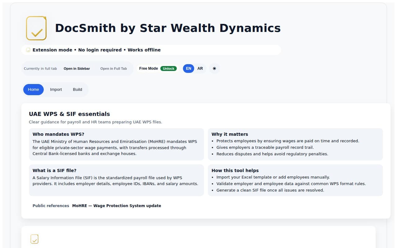 Dashboard for documentation context