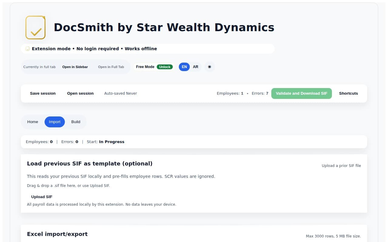 Input stage for troubleshooting context