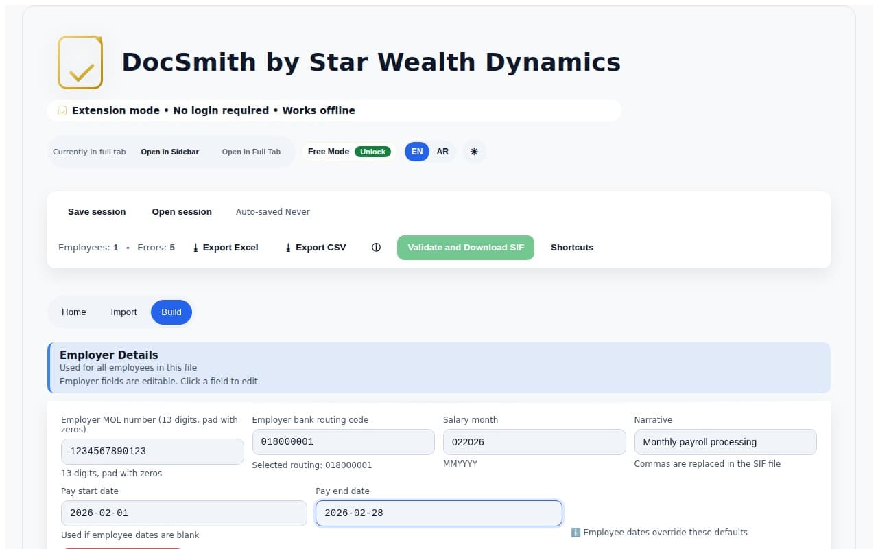 Employer configuration workflow screen