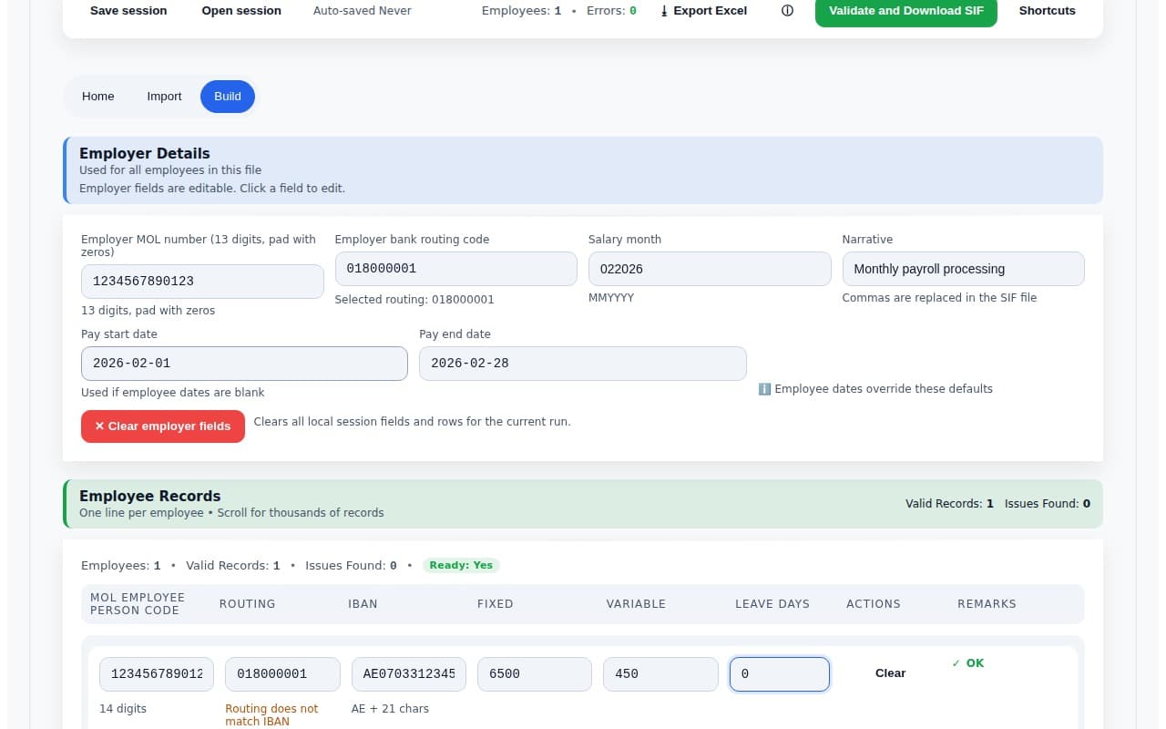 Row-level detail screen for issue reporting